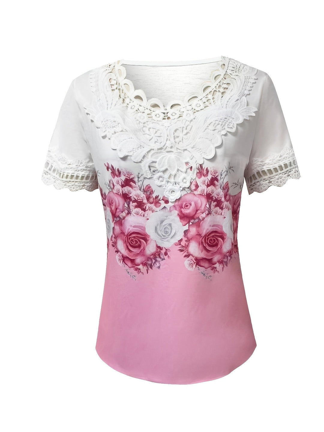 Renee | Lace-Trimmed Floral Top