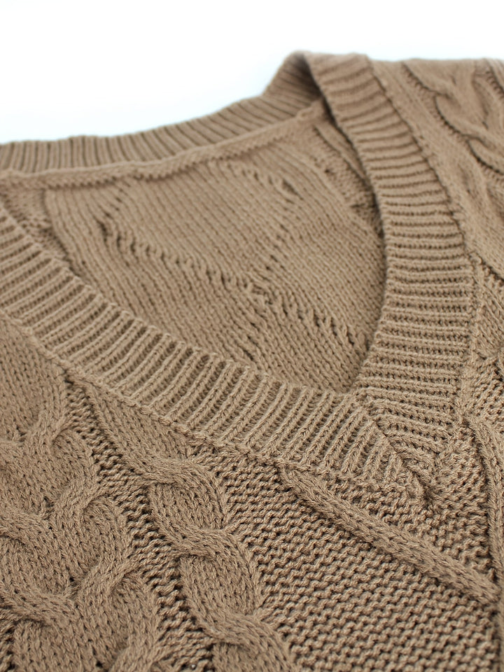Cora | Cozy Cable-Knit V-Neck Sweater Vest