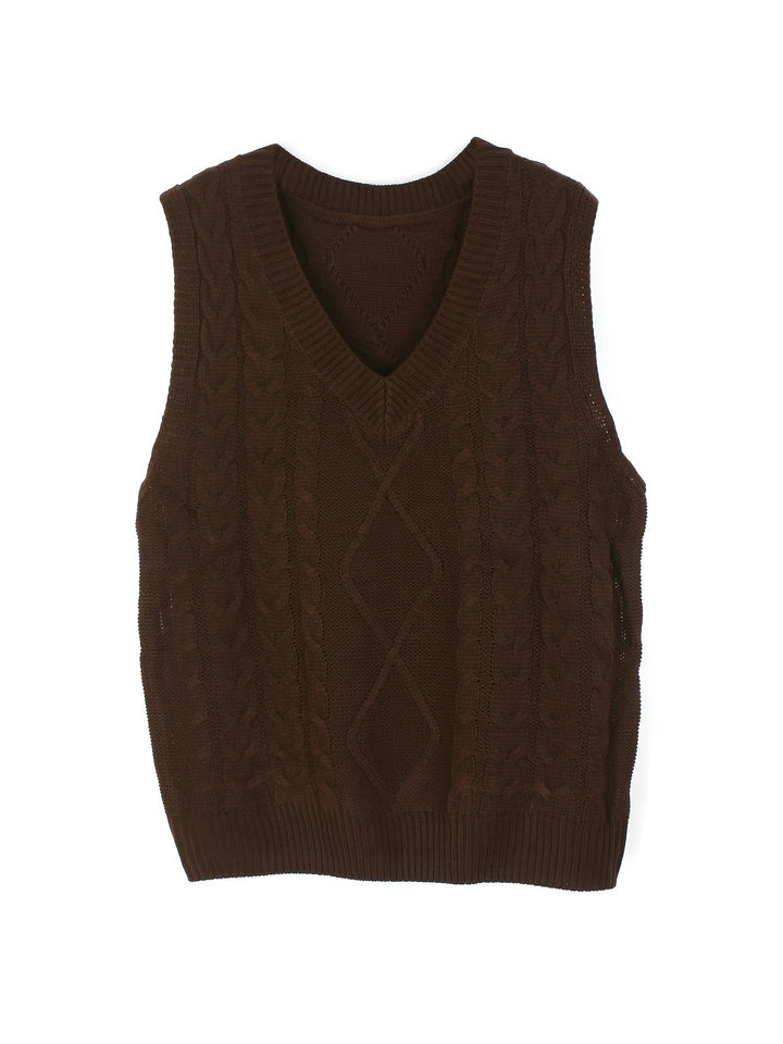 Cora | Cozy Cable-Knit V-Neck Sweater Vest