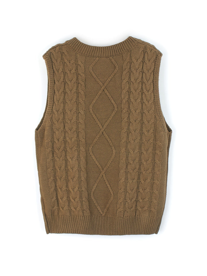 Cora | Cozy Cable-Knit V-Neck Sweater Vest