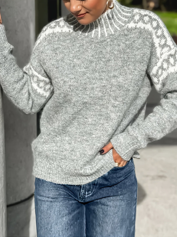 Corinna | Contrast-Trim Mock-Neck Sweater