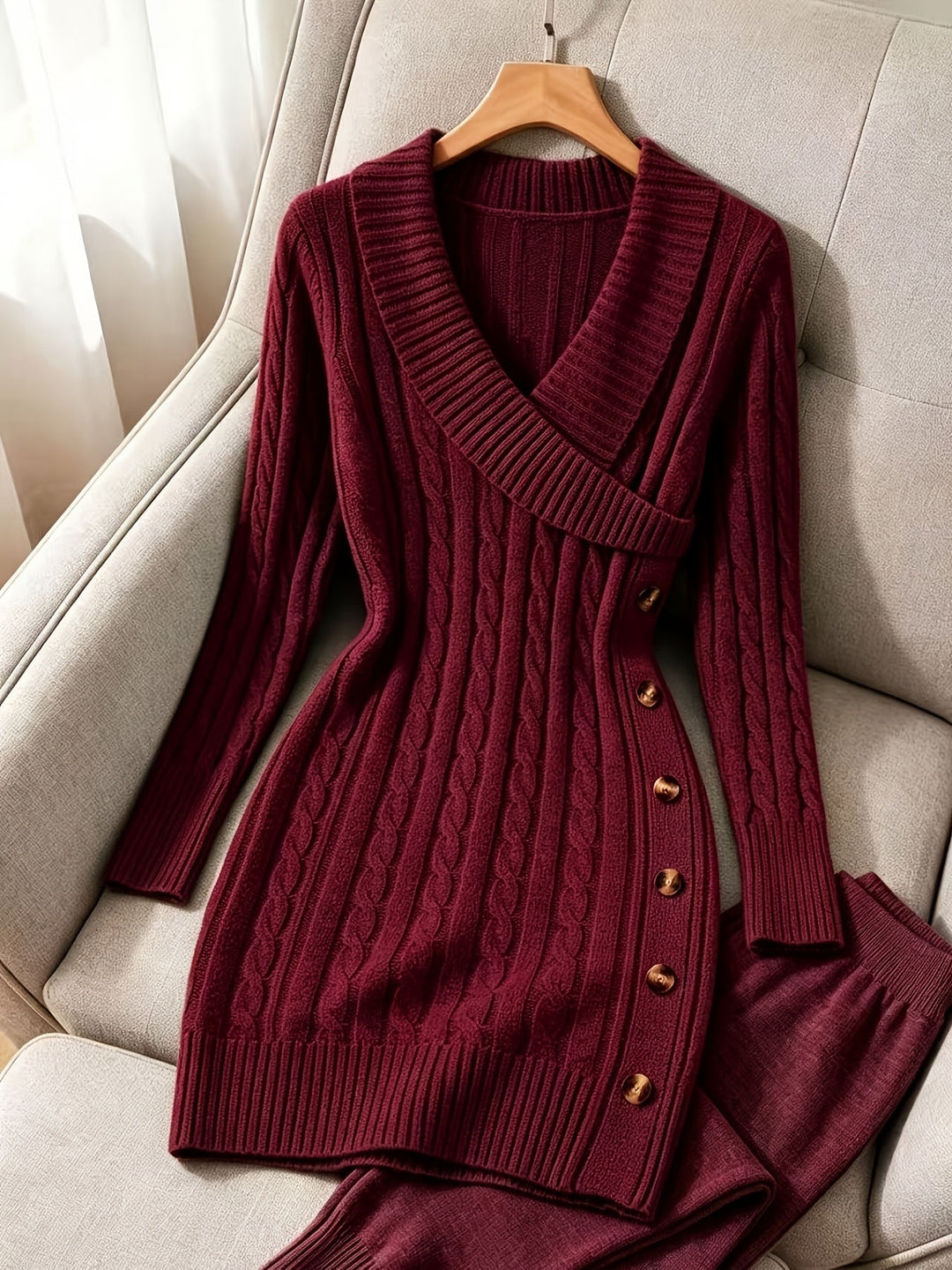 Loretta | Cable-Knit Halloween V-Neck Dress