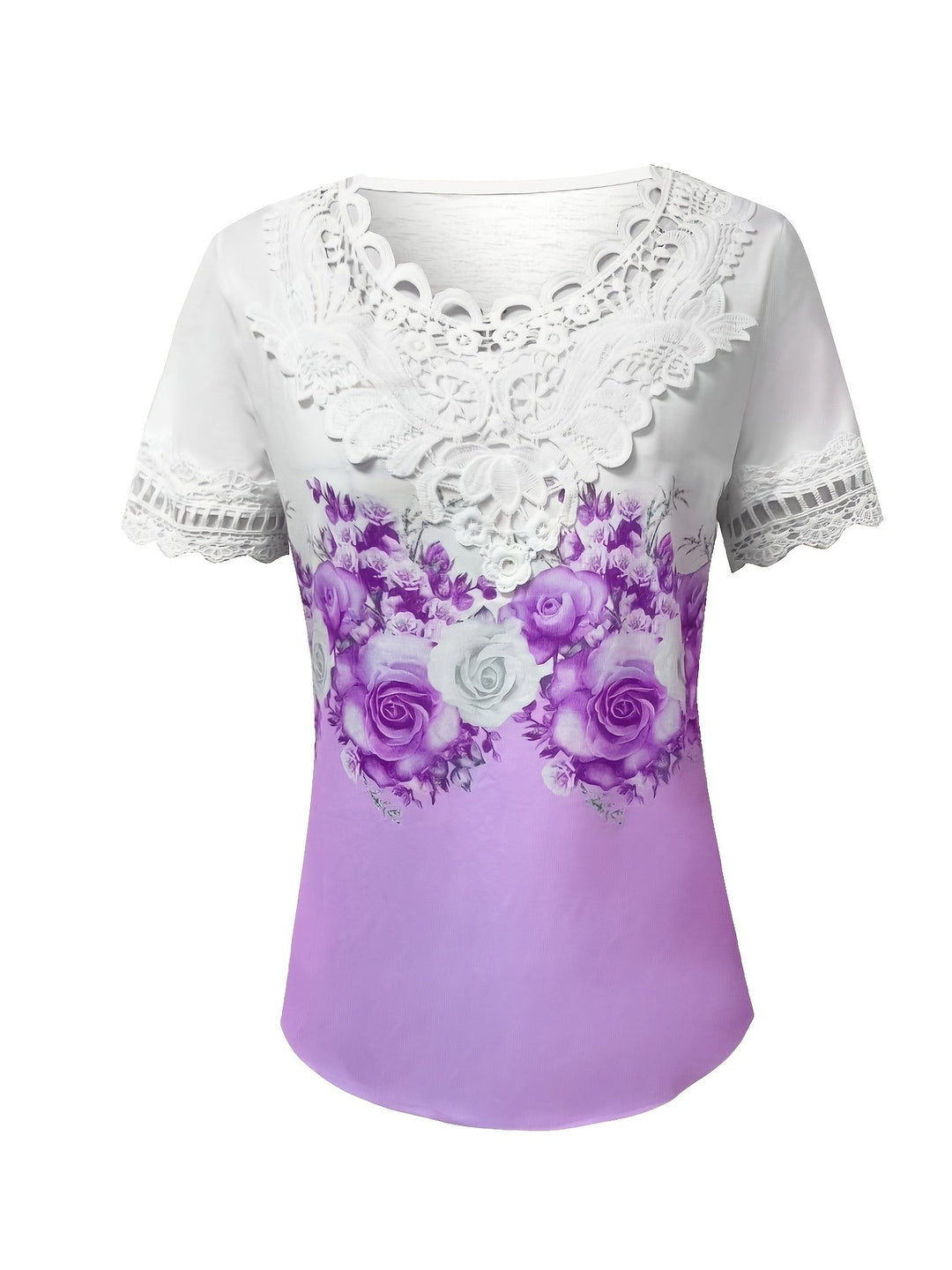 Constance | Lace-Trimmed Floral Top