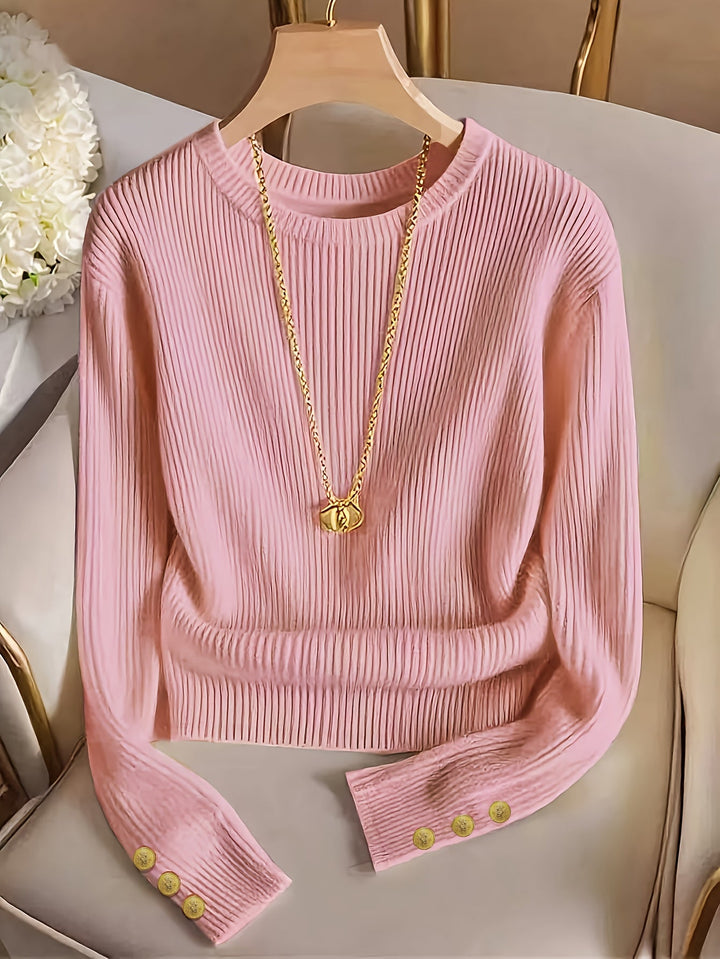Gretchen | Ribbed Button-Cuff Sweater