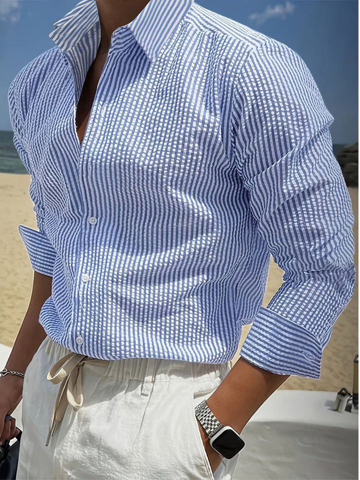 Spencer | Textured Striped Long-Sleeve Shirt