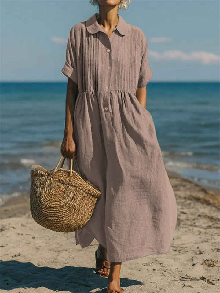 Fionna | Casual Button Mid Sleeve Dress