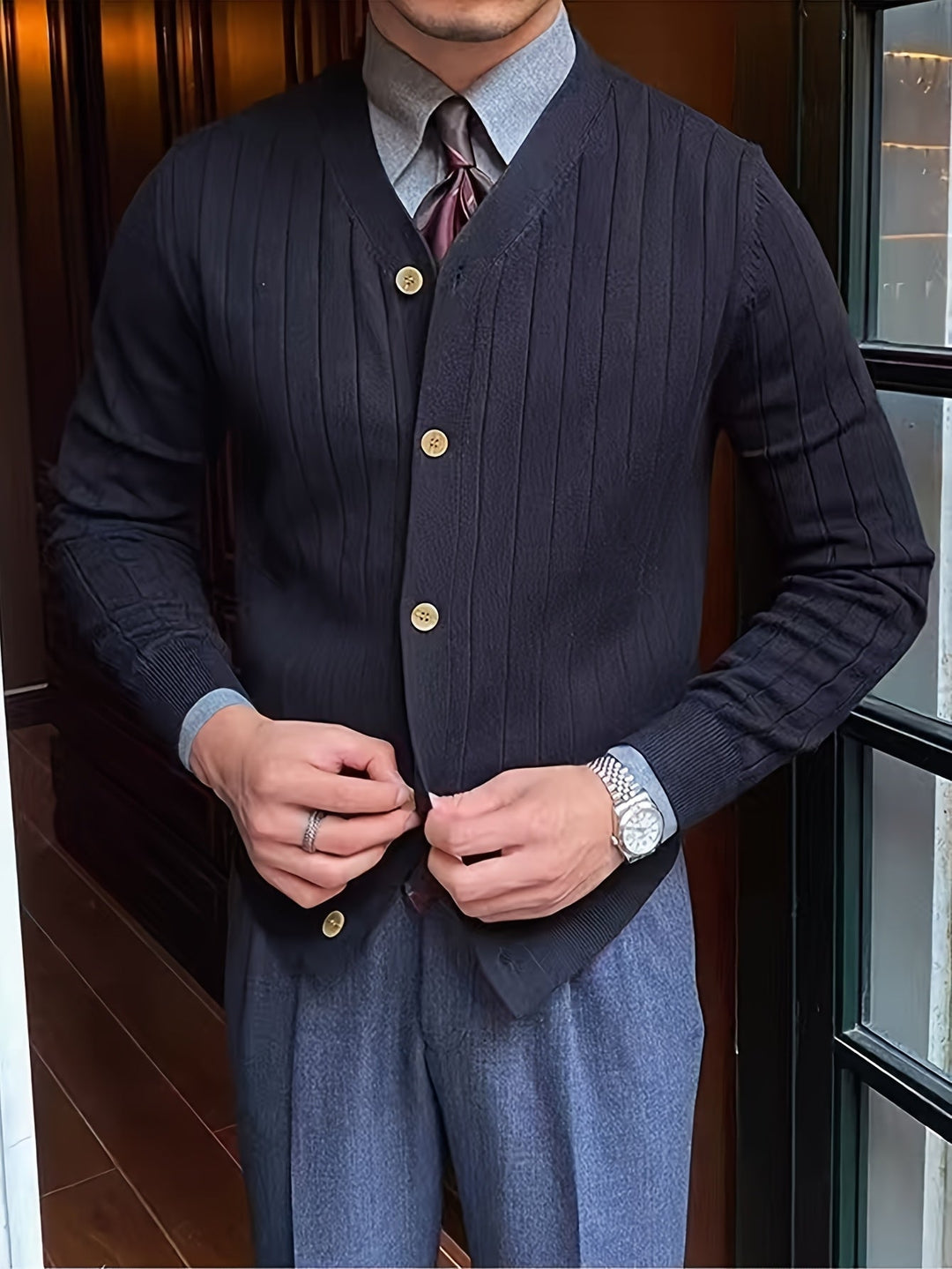 Arthur | Ribbed Button-Up Cardigan