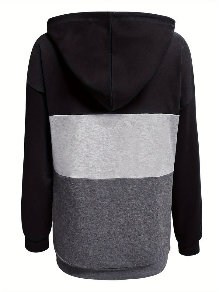 Melanie | Color Block Button-Neck Hoodie