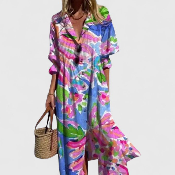 Paula | Elegant Multicolor Boho Dress