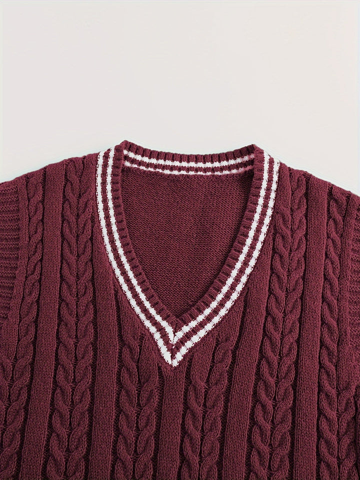 Gideon | Cable-Knit V-Neck Sweater Vest