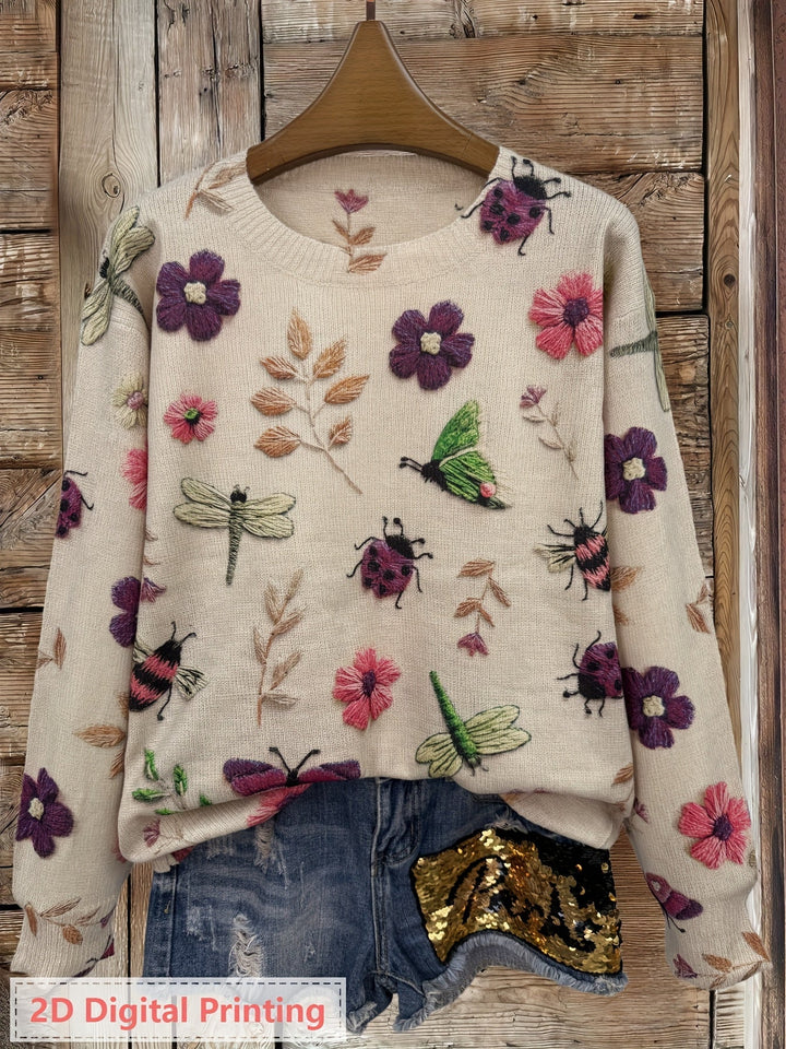 Elsie | Botanical Print Crewneck Sweater