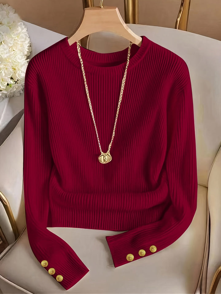 Gretchen | Ribbed Button-Cuff Sweater