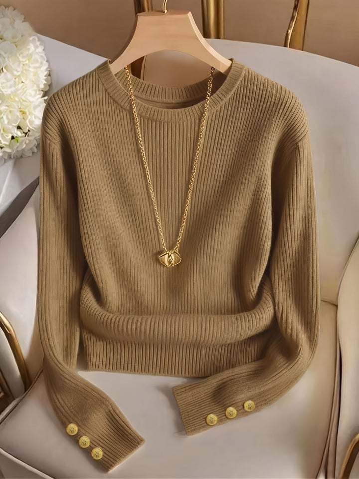 Gretchen | Ribbed Button-Cuff Sweater