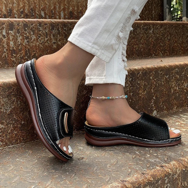 PEEP-TOE HOLLOW-OUT ORTHOPEDIC SANDALS