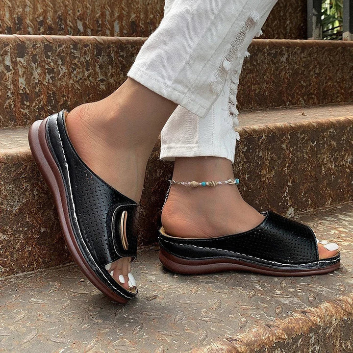 PEEP-TOE HOLLOW-OUT ORTHOPEDIC SANDALS