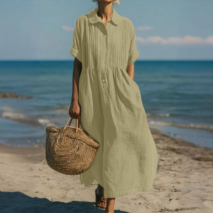 Fionna | Casual Button Mid Sleeve Dress