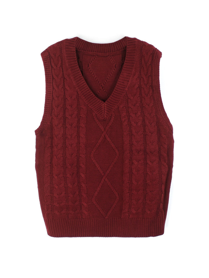 Cora | Cozy Cable-Knit V-Neck Sweater Vest