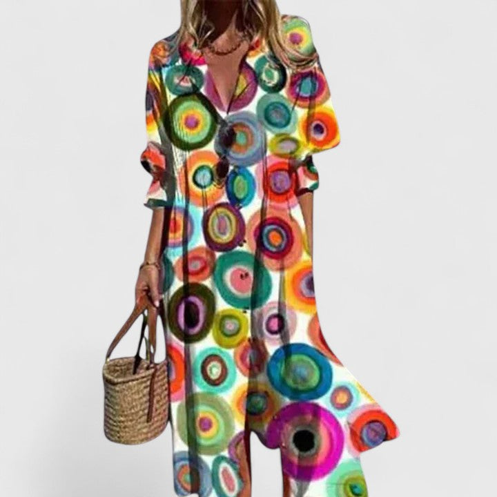 Paula | Elegant Multicolor Boho Dress