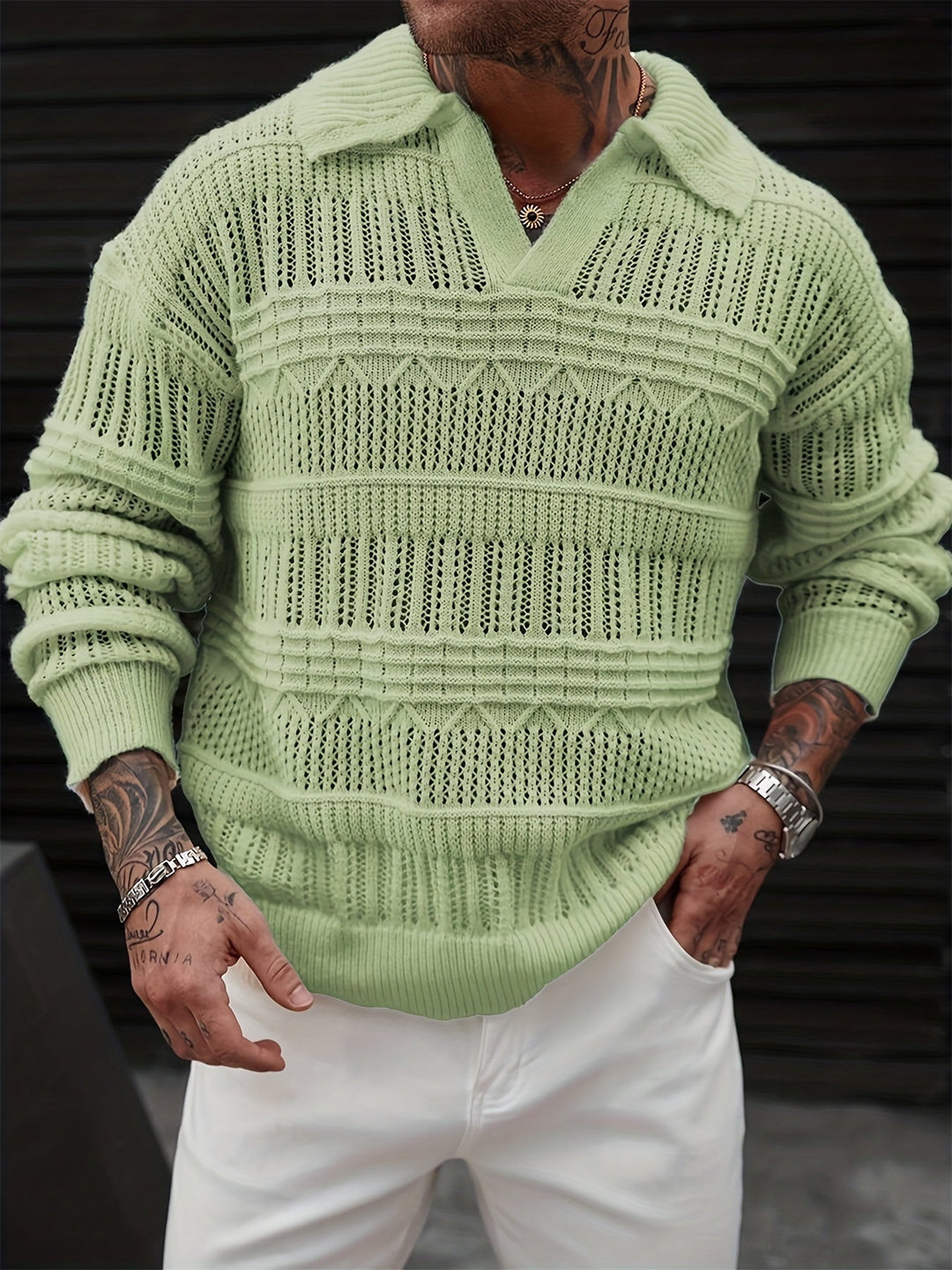 Oscar | Textured Collared Knit Sweater