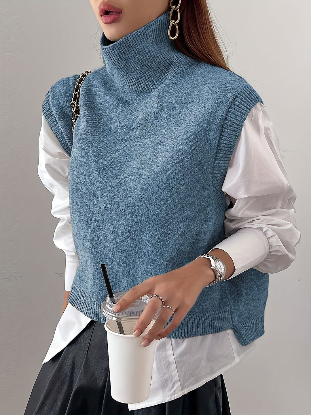 Farrah | High-Neck Sweater Vest