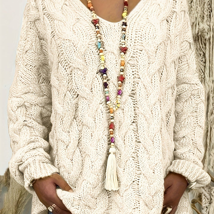 Florence | Relaxed Cable-Knit V-Neck Sweater