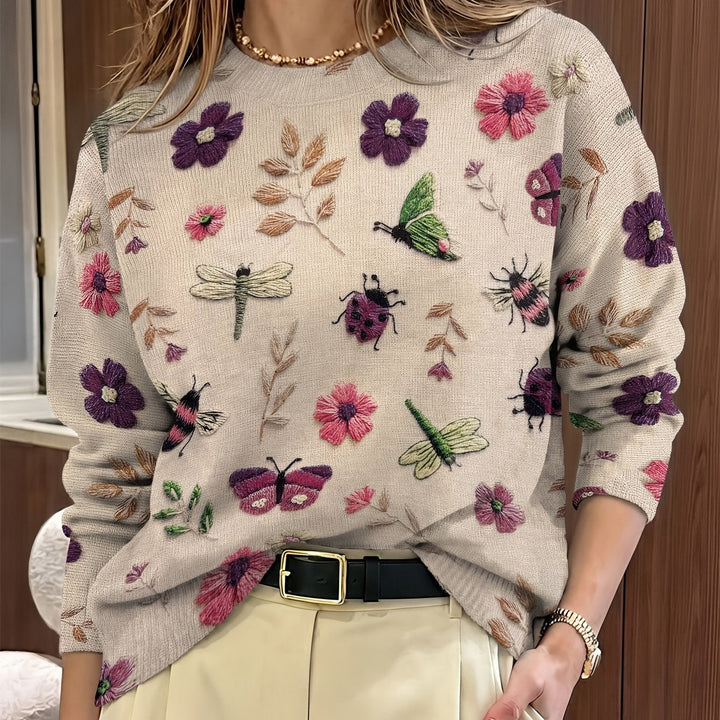 Elsie | Botanical Print Crewneck Sweater