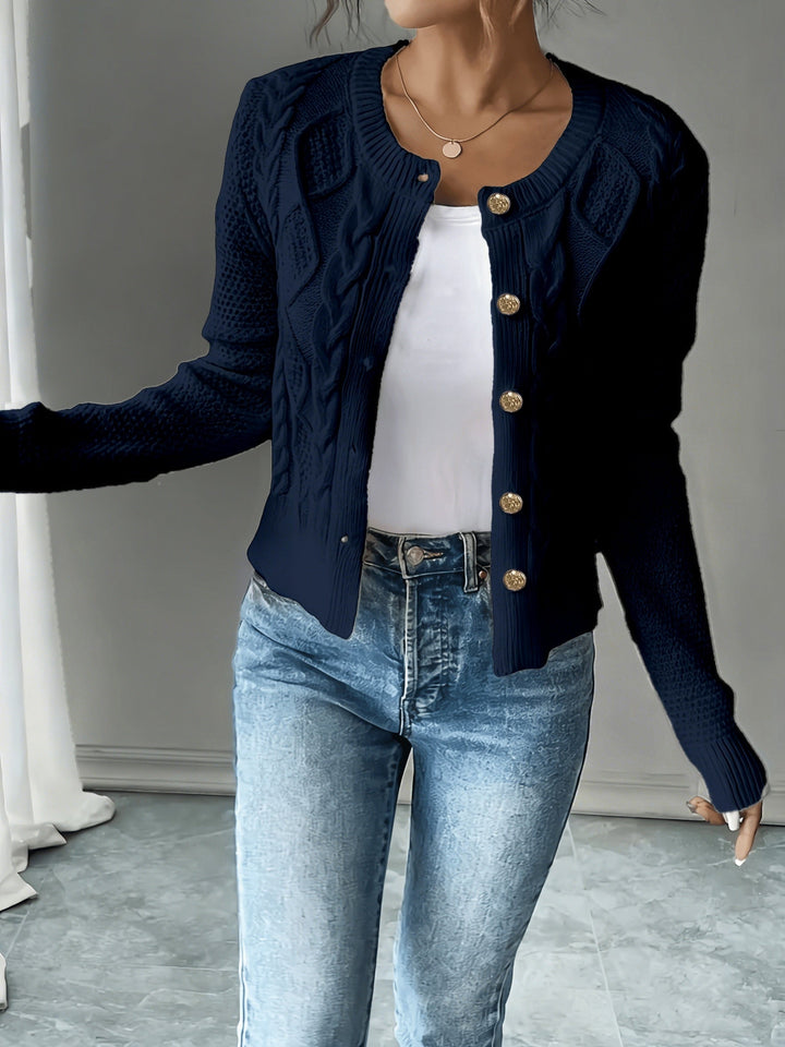 Eleanora | Cable-Knit Button-Front Cardigan
