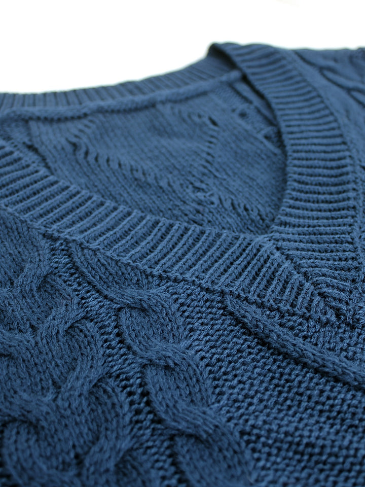 Cora | Cozy Cable-Knit V-Neck Sweater Vest