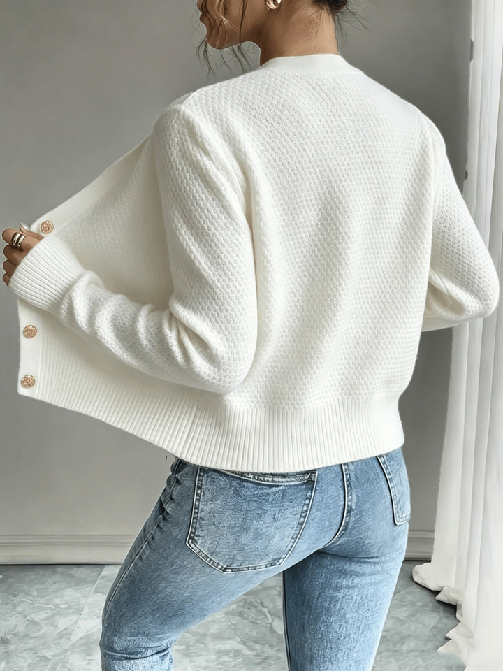 Eleanora | Cable-Knit Button-Front Cardigan