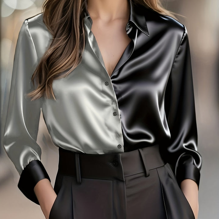 Helene | Refined Color-Block Blouse