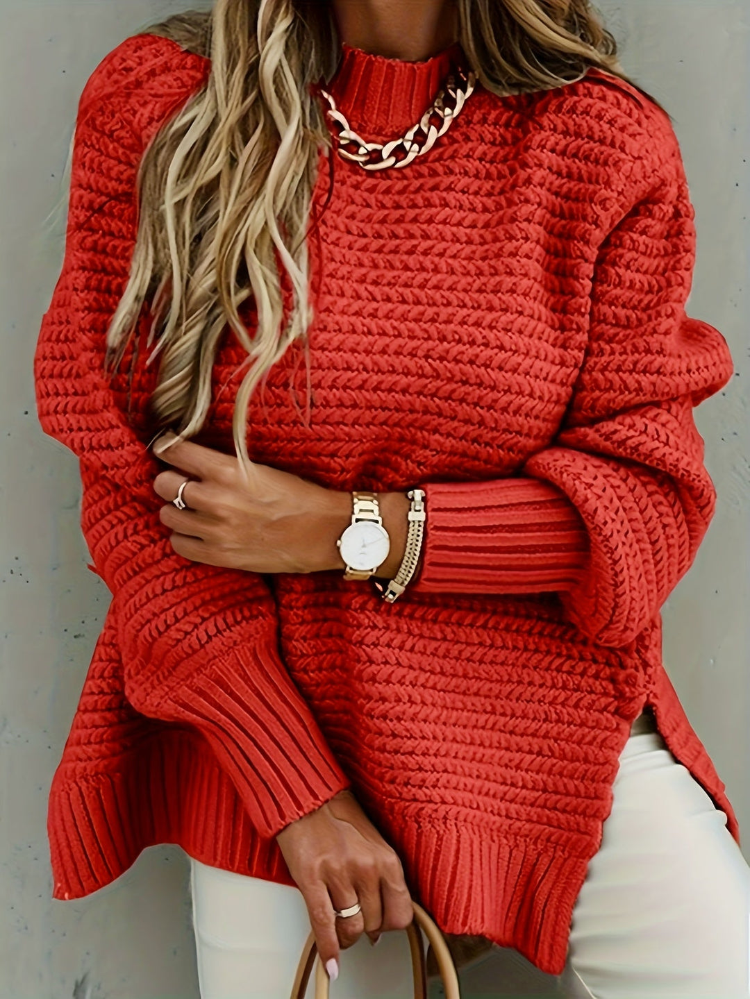 Evangeline | Textured High-Low Sweater