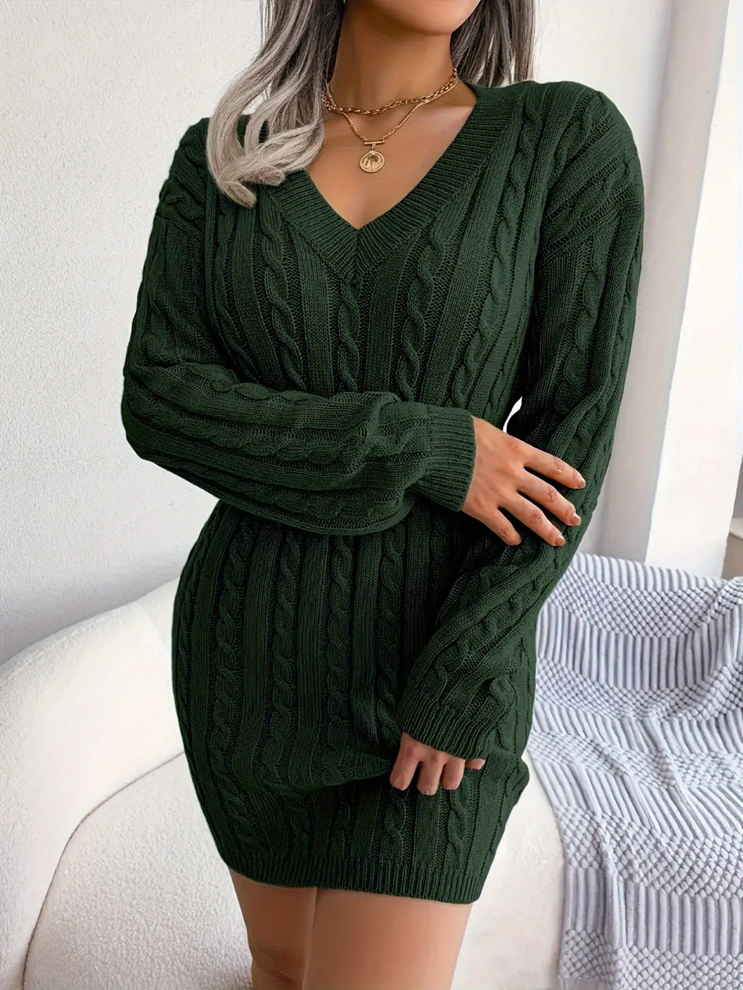 Felicity | Cable-Knit Peplum Sweater Dress