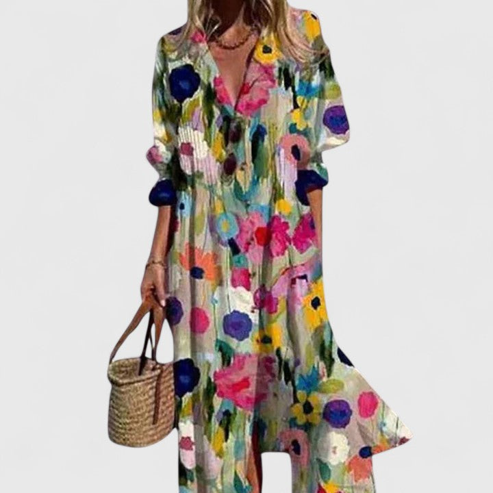 Paula | Elegant Multicolor Boho Dress