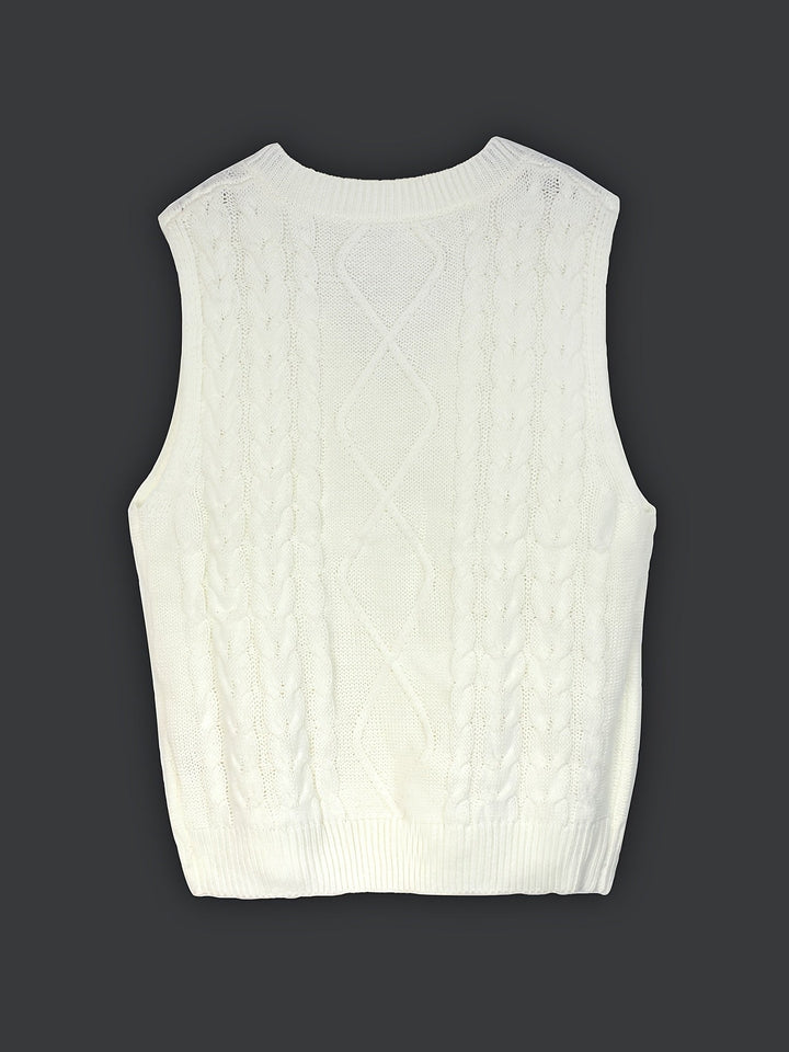 Cora | Cozy Cable-Knit V-Neck Sweater Vest