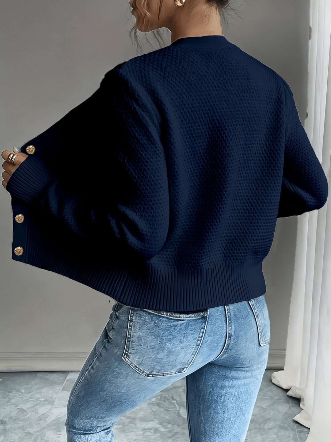 Eleanora | Cable-Knit Button-Front Cardigan