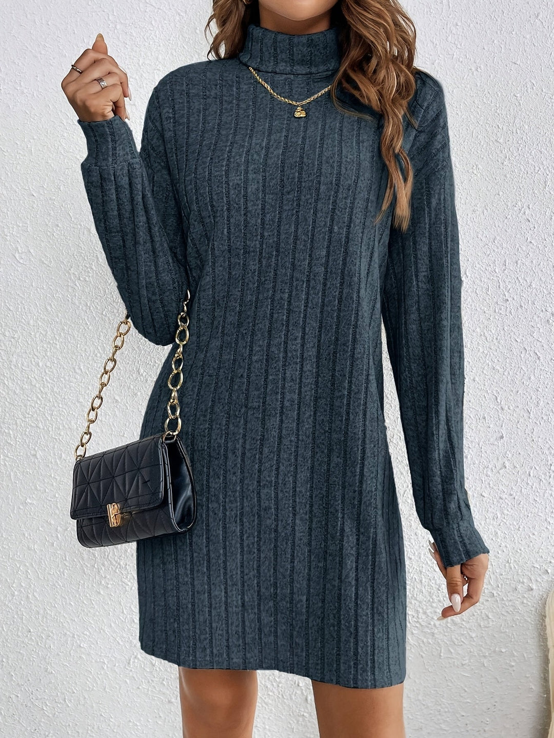 Florence | Ribbed Turtleneck Sweater Dress