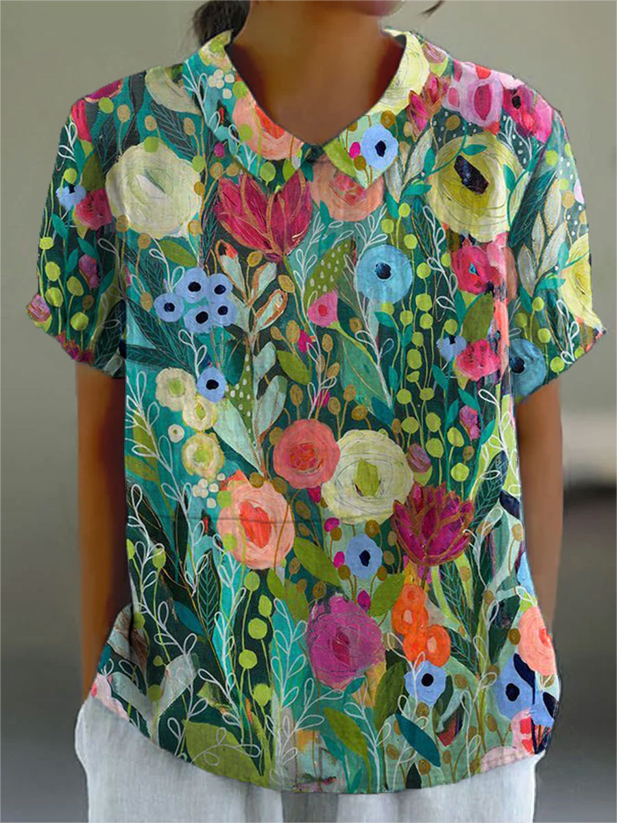 Daisy | Casual Watercolor Floral Shirt