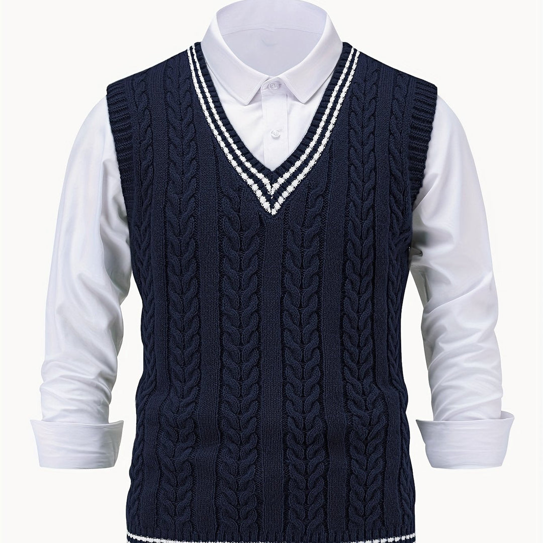 Gideon | Cable-Knit V-Neck Sweater Vest