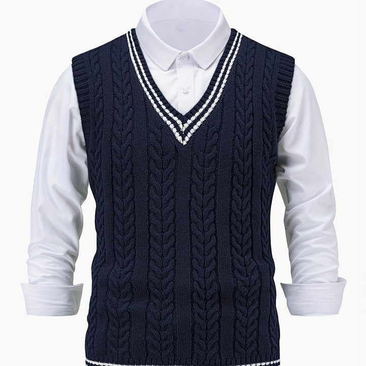 Gideon | Cable-Knit V-Neck Sweater Vest