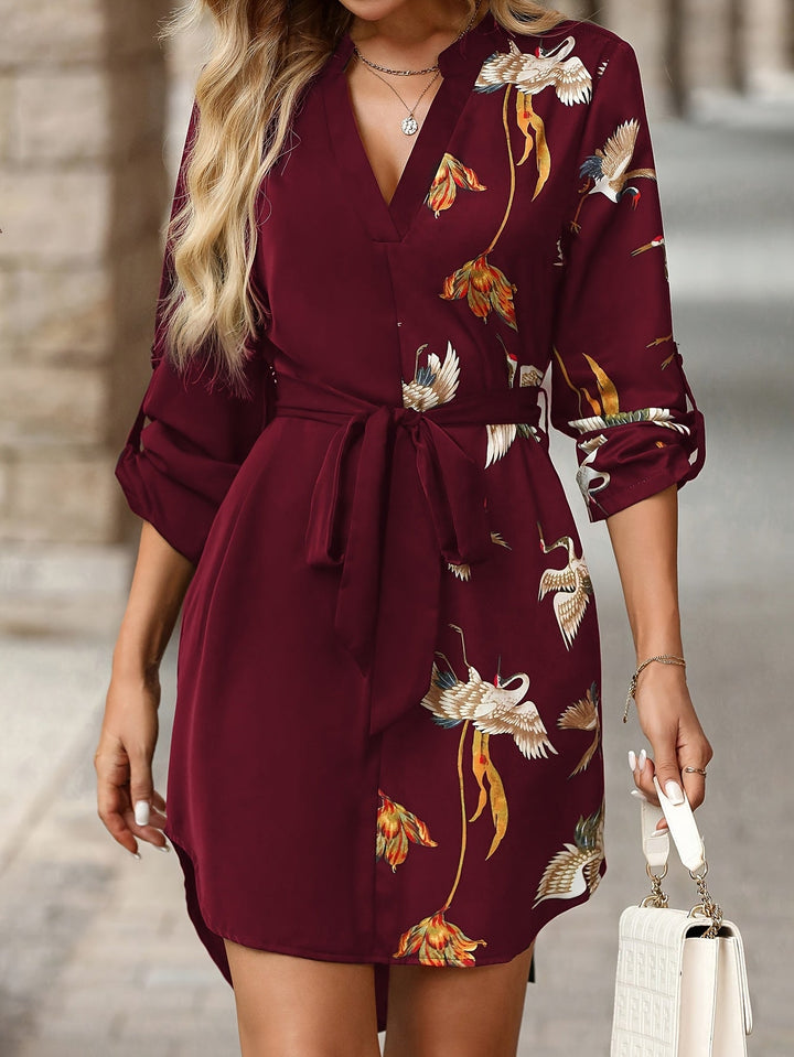 Gemma | Belted Print Shirt Dress