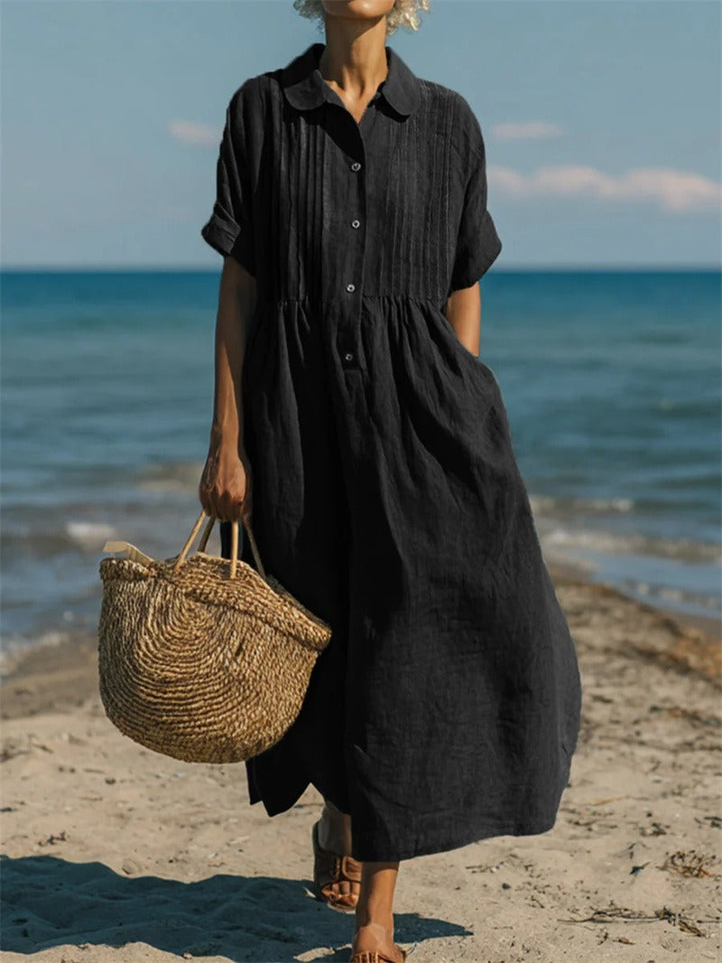 Fionna | Casual Button Mid Sleeve Dress