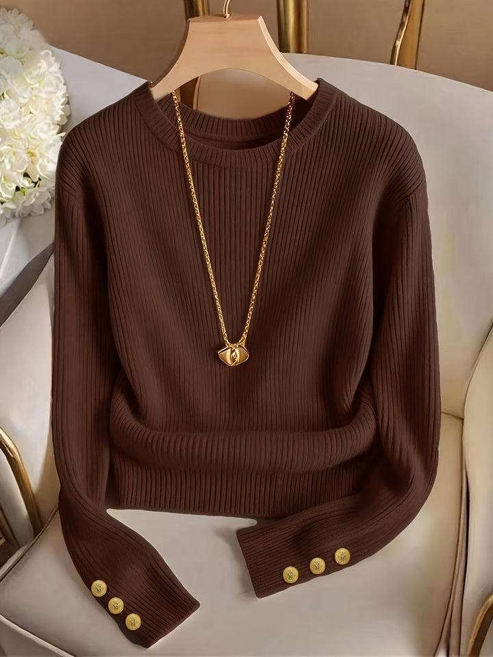 Gretchen | Ribbed Button-Cuff Sweater