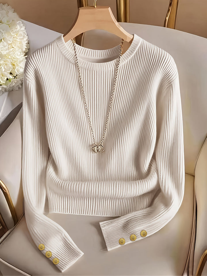 Gretchen | Ribbed Button-Cuff Sweater