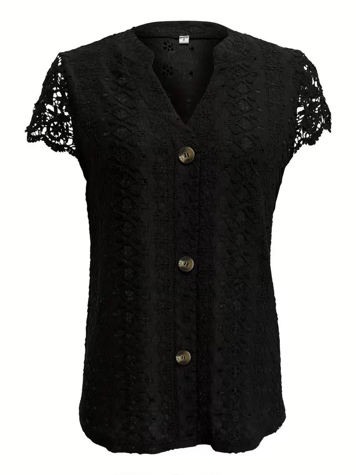Ariana | Elegant Button V-Neck Shirt