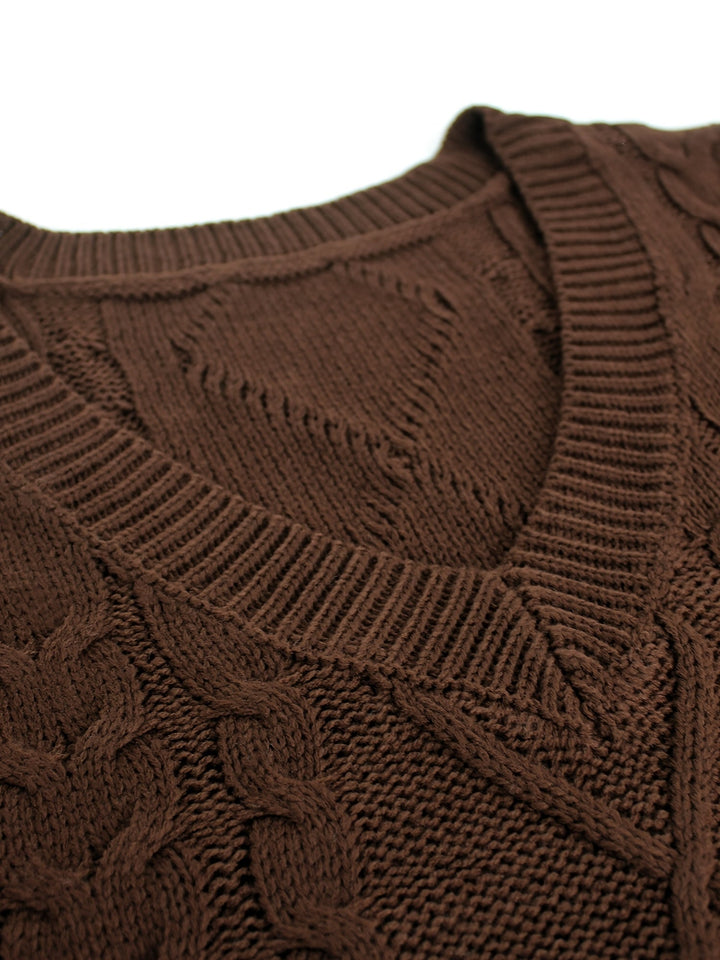 Cora | Cozy Cable-Knit V-Neck Sweater Vest