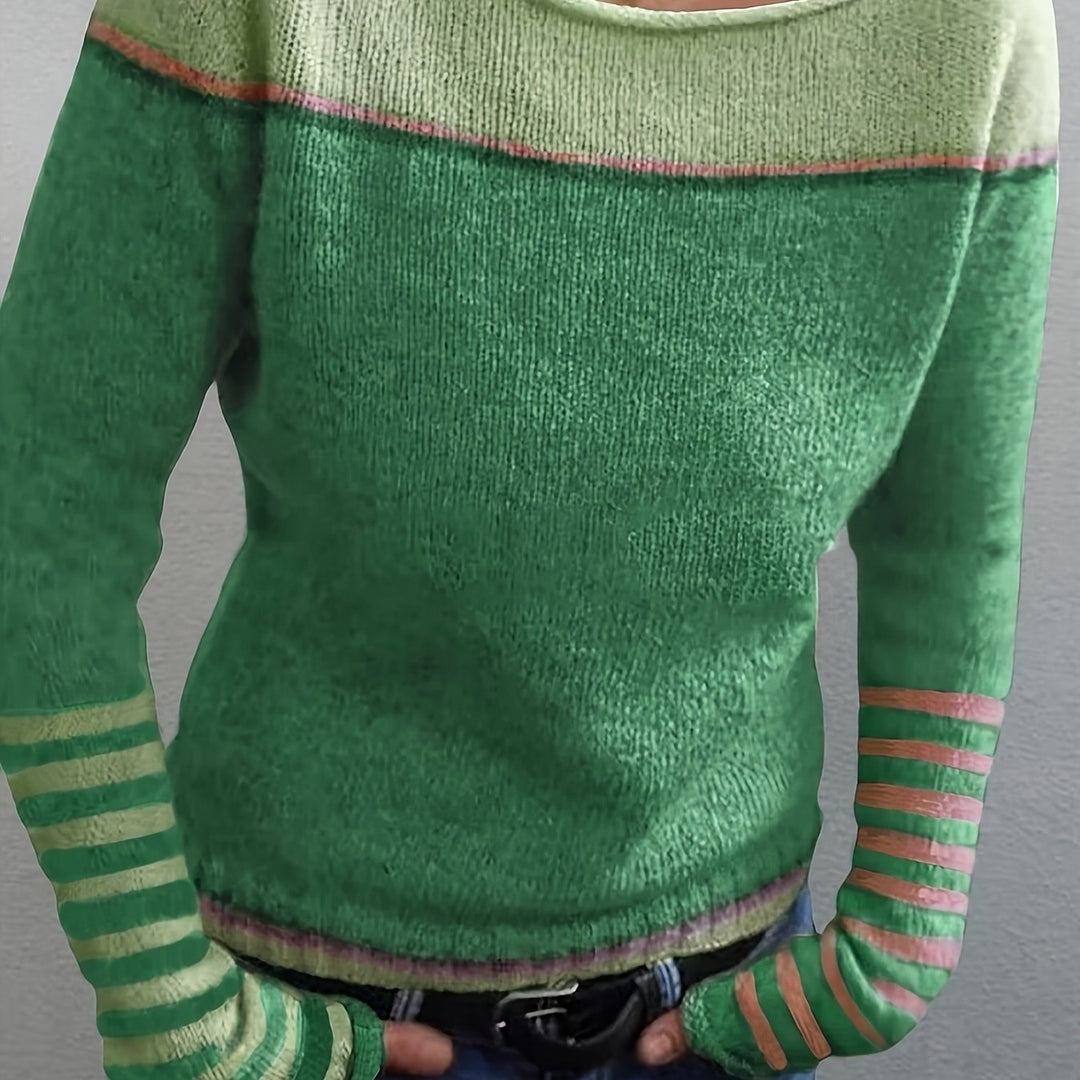 Francesca | Color-Block Boat Neck Sweater