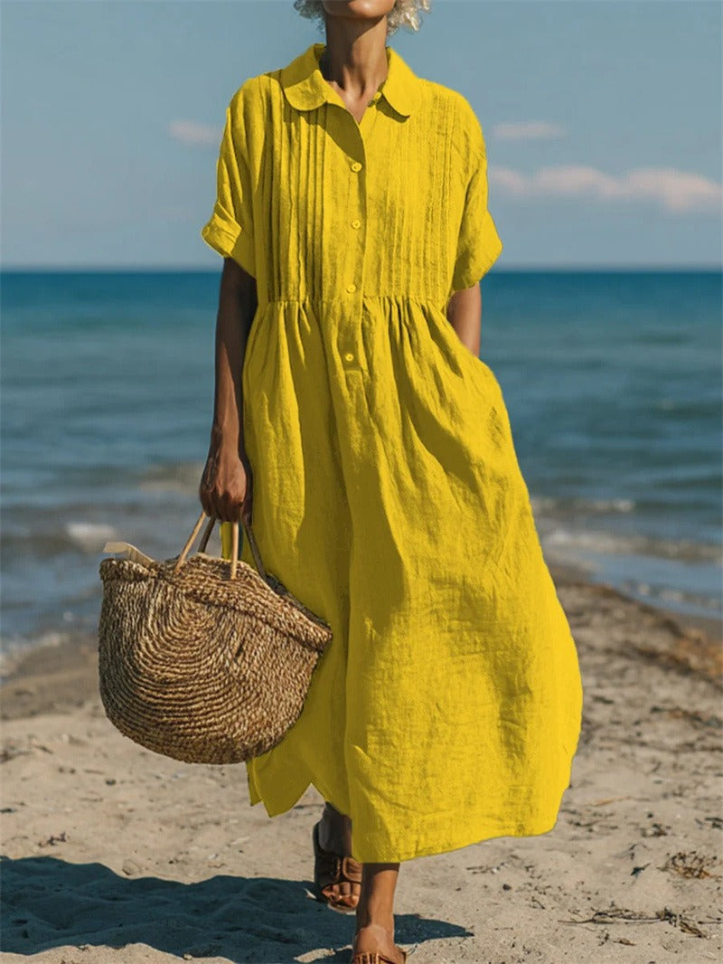 Fionna | Casual Button Mid Sleeve Dress