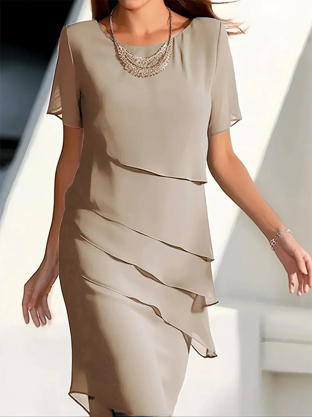 Alexandra | Elegant Flowy Short Sleeve Dress