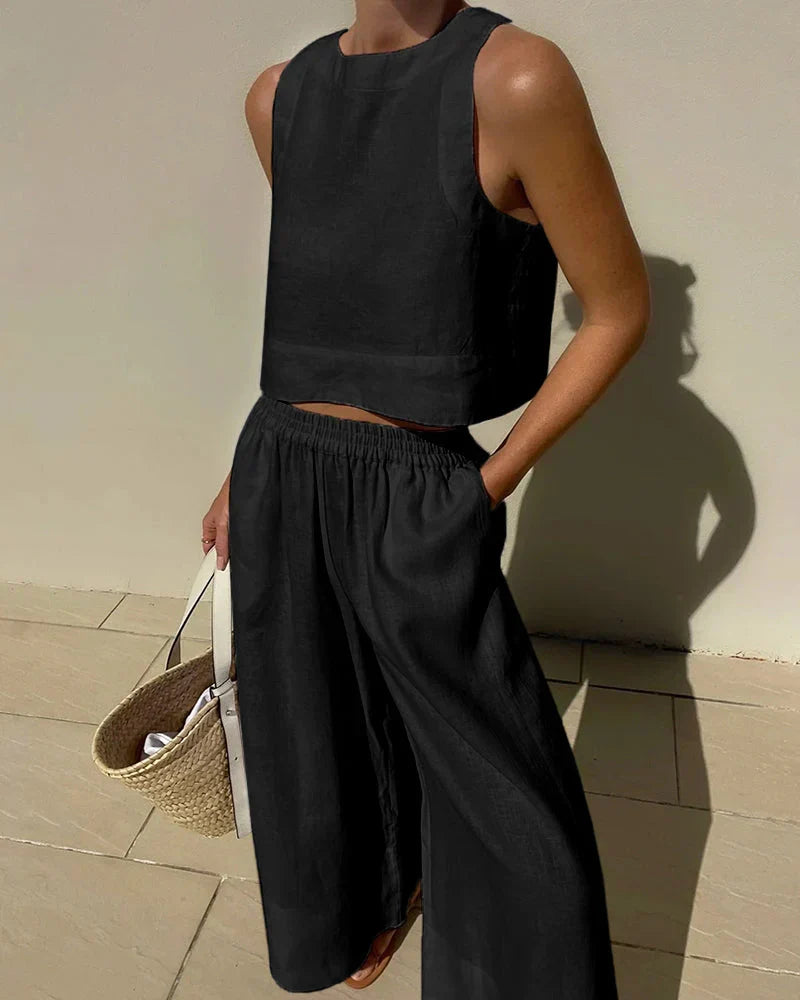 Karina | Casual Sleeveless Capri Pants Set