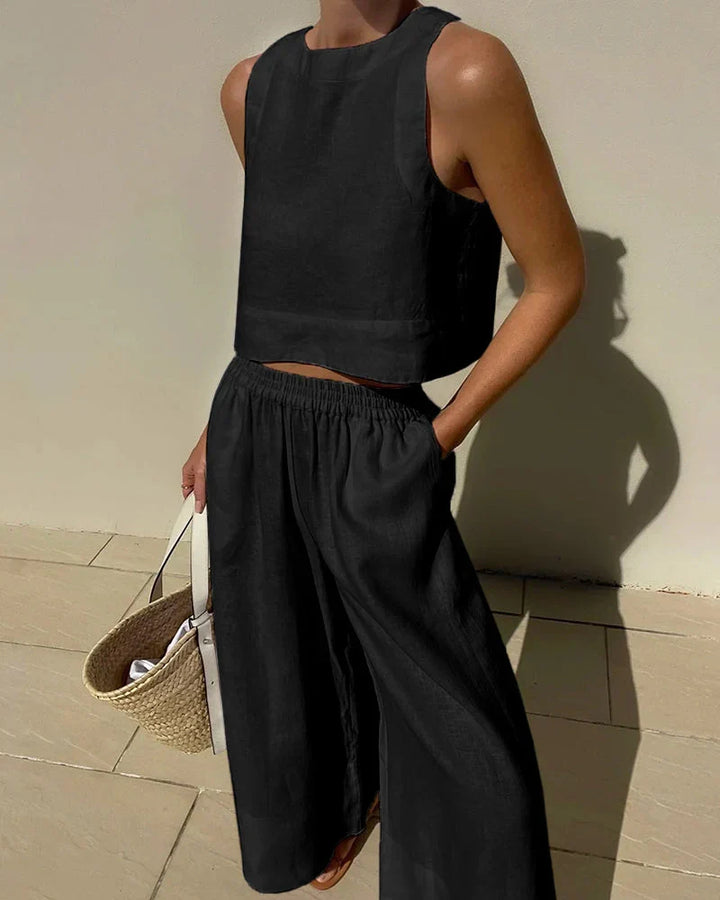 Karina | Casual Sleeveless Capri Pants Set